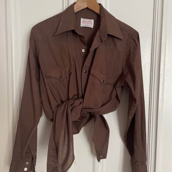 Vintage Wrangler Western Shirt – Chocolate Brown – Women’s M - Picture 1 of 3